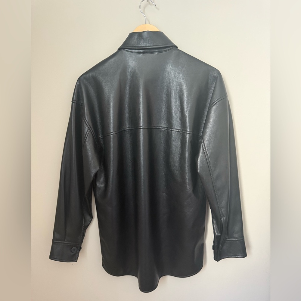 Aritzia Babaton Pelli Faux Leather Shirt Jacket Black XS - Picture 6 of 11